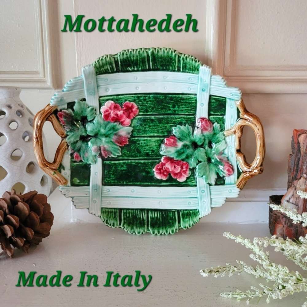 RARE! Vintage Majolica Mottahedeh Ceramic Serving Plate